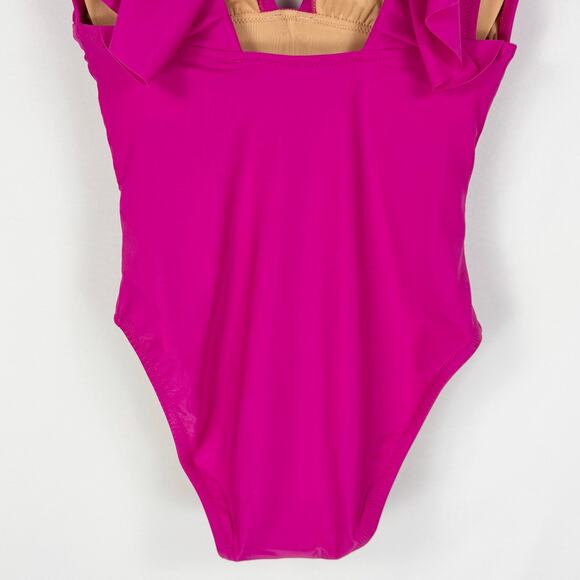 J Crew Womens Ruched Ruffle One Piece Swimsuit Size 8 Pink - Picture 10 of 14